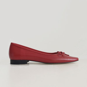 pointed-toe flat shoes (rose red)